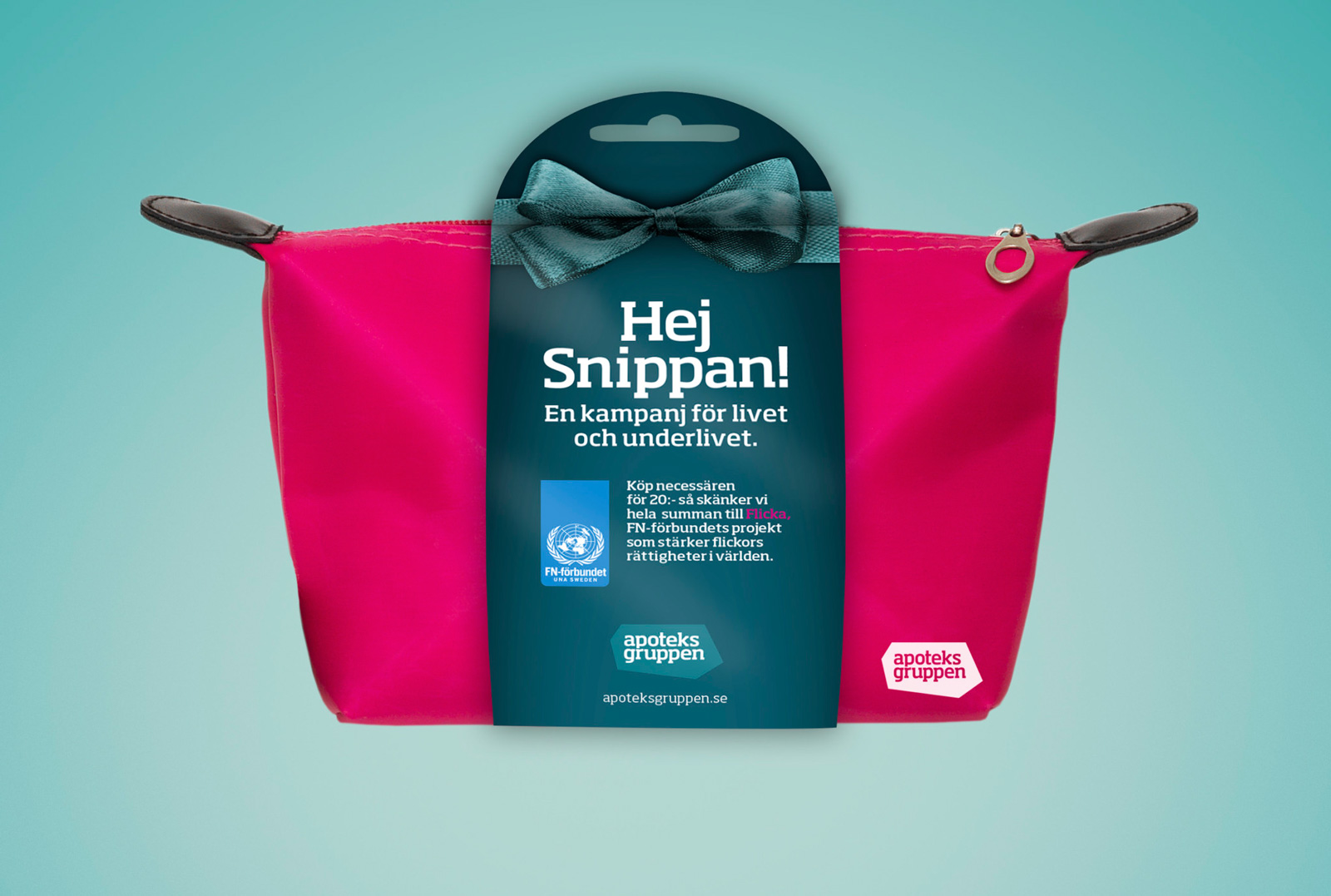 Rosa väska med texten Hej Snippan! – produktbild från kampanjen