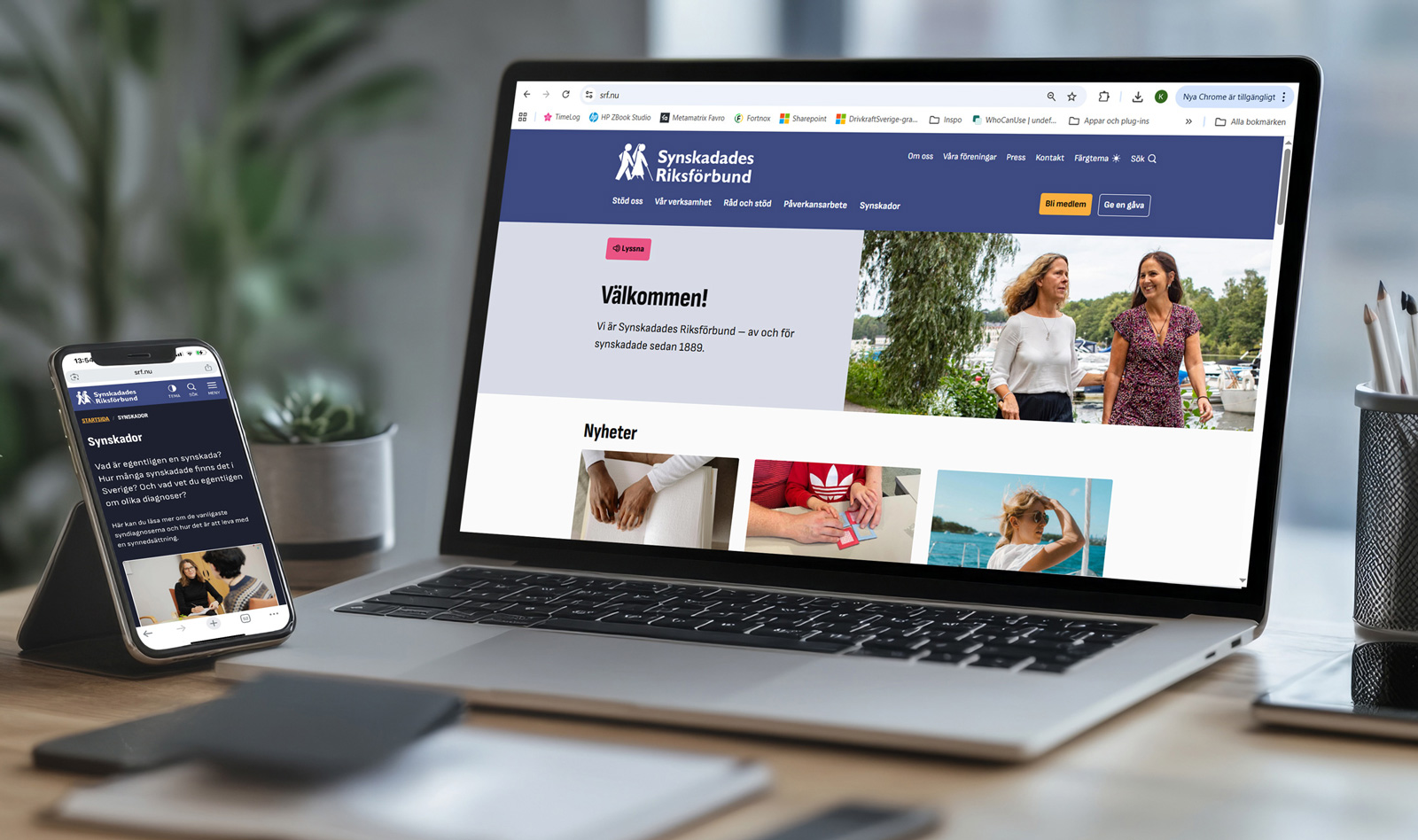 Laptop som visar SRFs nya tillgängliga webbplats